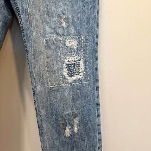 GAP Distressed Patchwork Denim Overalls Women’s Small Gap For Good - Picture 10 of 13